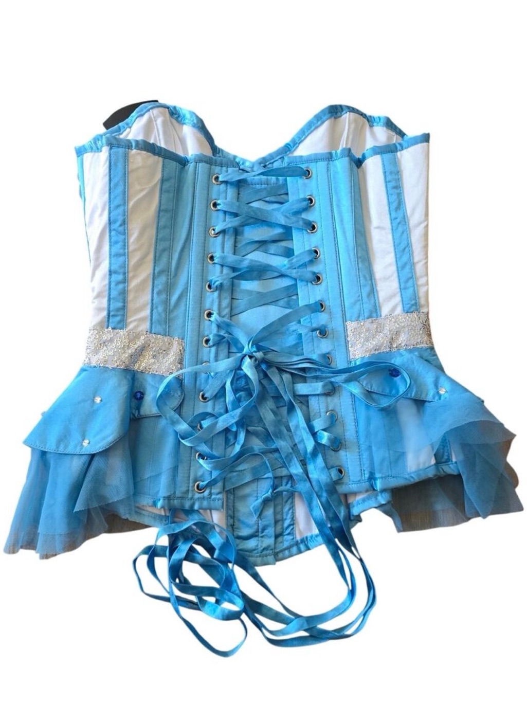 Nwt Corset Story Blue Silver Overbust Corset Ren Fair Cosplay Top Size Uk8 Us4 — image 4 of 7